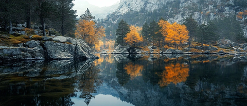 山林秋色水中影