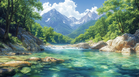 碧溪潺潺绕山间