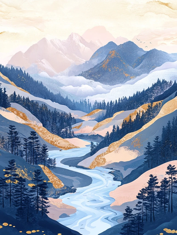 山间溪流的诗意画卷