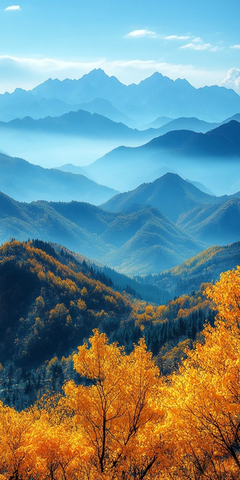 秋色浸染的山峦美景