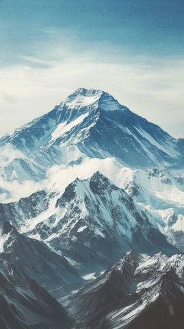 淡蓝天空下的珠峰