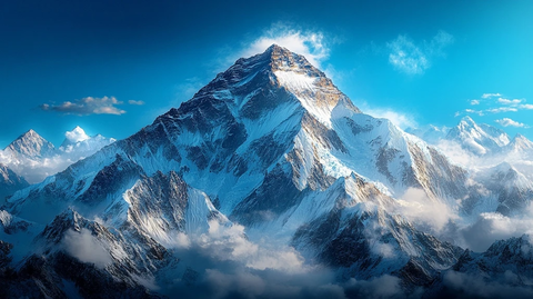 蓝天映衬的雪山