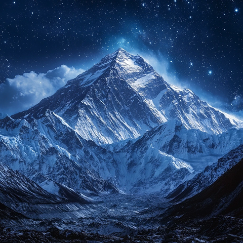 星空下的巍峨雪山