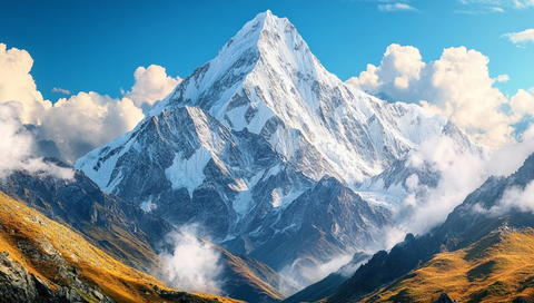金黄秋色伴雪山巍峨