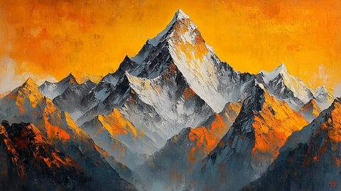 油画中的雪山磅礴之美