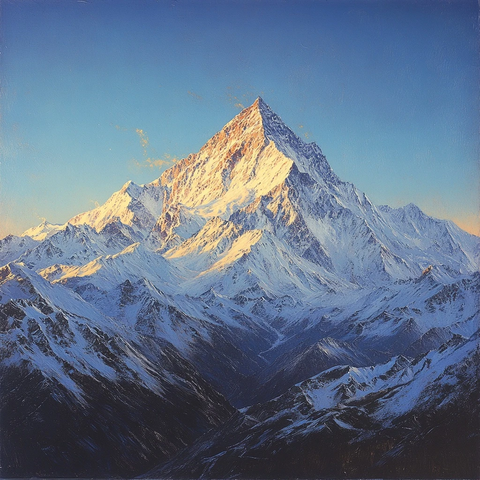 日照金山的巍峨雪峰