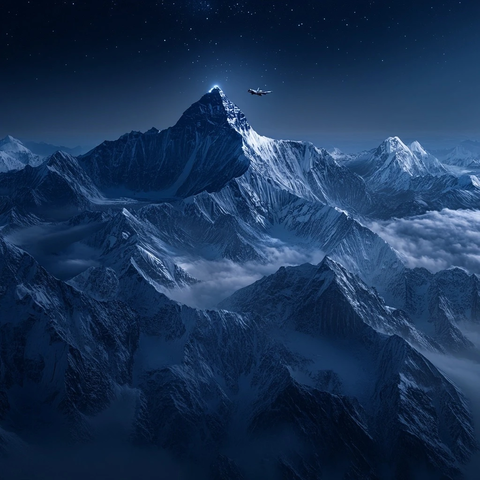 夜空中的雪山之巅