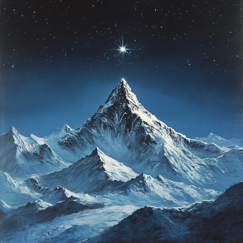 星光下的冷峻雪峰