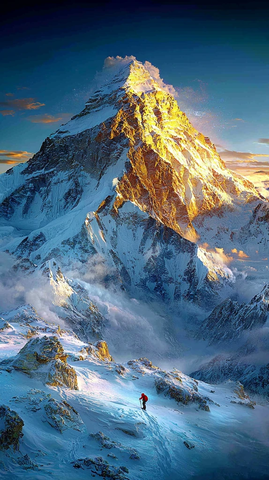 独自攀登的身影