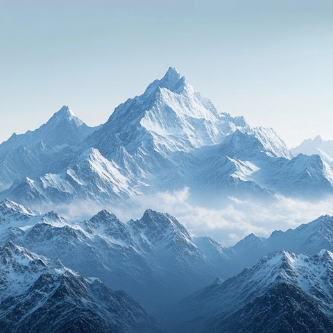 冰雪覆盖的连绵山脉