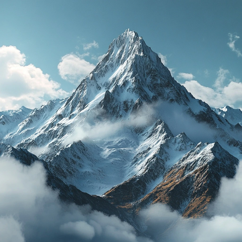 云雾缭绕的险峻山峰