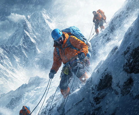 攀登雪山的勇士