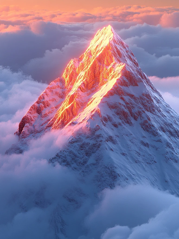 云海中的雪山尖峰