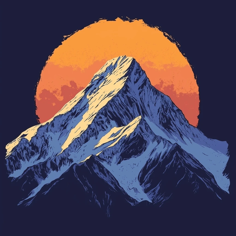 落日余晖下的雪山