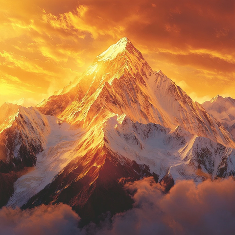 金色光辉日照雪山的绝美瞬间