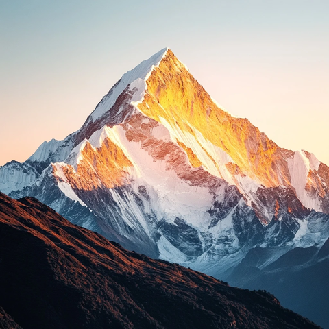 夕阳余晖中的雪山