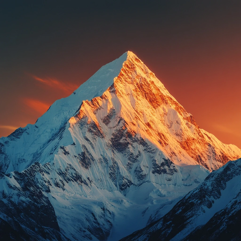 朝霞映照的雪山