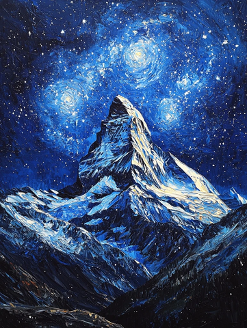 星空下的雪山