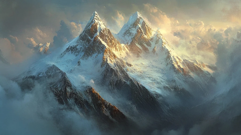 光影之峰雪山的艺术呈现