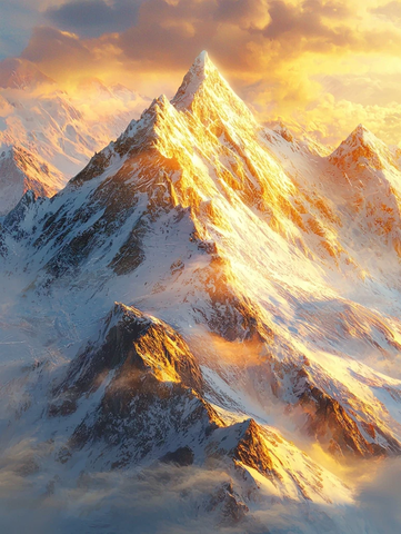 日照金山的壮丽雪峰