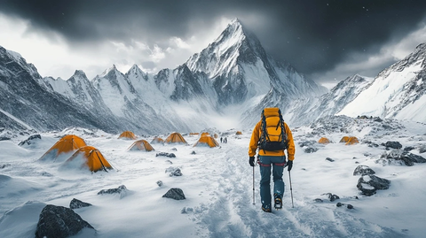 雪山脚下的探险者营地