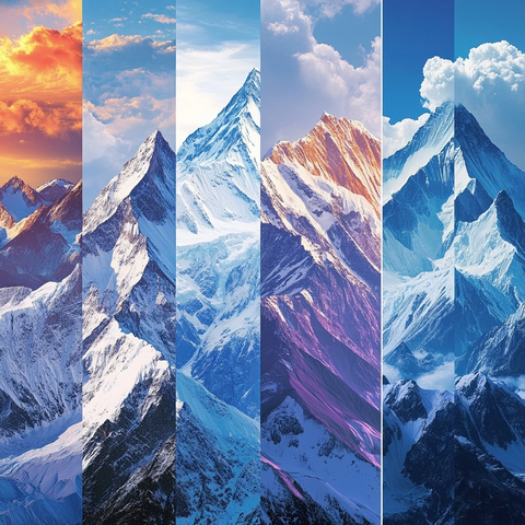 四季变换的雪山美景