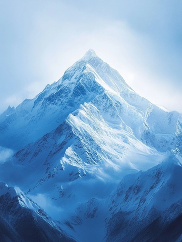 纯净蓝天的雪山之光