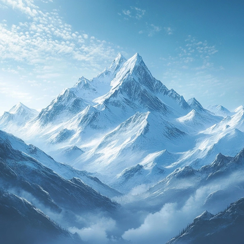 云雾缭绕的雪山仙境