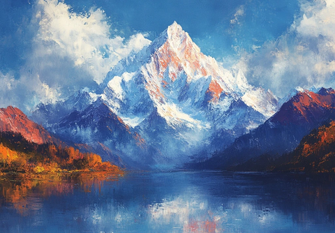 湖畔的雪山美景