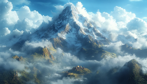 云雾中的山间古村