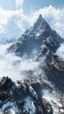 云雾缭绕的险峻山峰