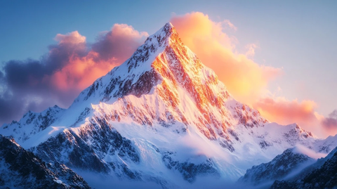 晨曦中闪耀的雪山