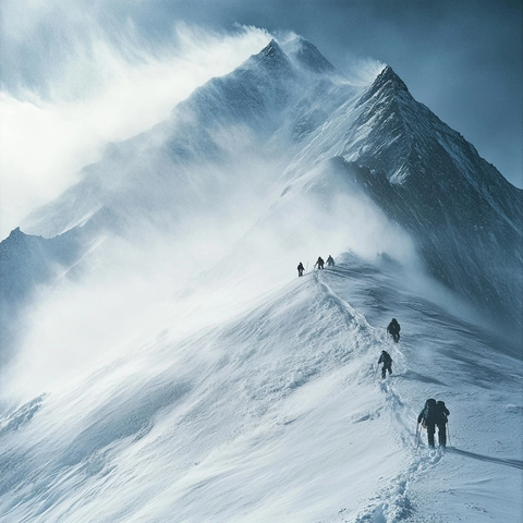 风雪中的攀登者