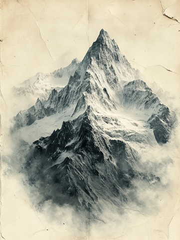 复古风格的雪山