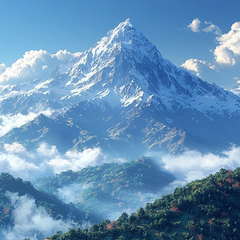 云雾缭绕的雪山