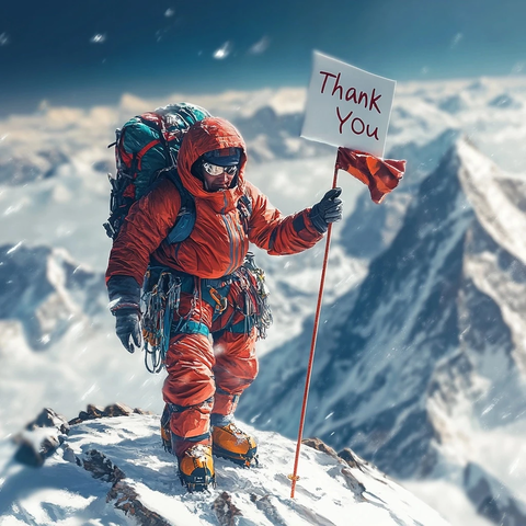 登山者的感恩时刻