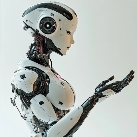 机器人伸出手掌示意