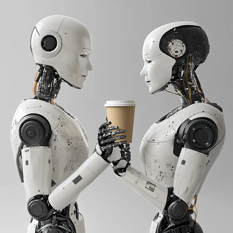 机器人为机器人倒咖啡