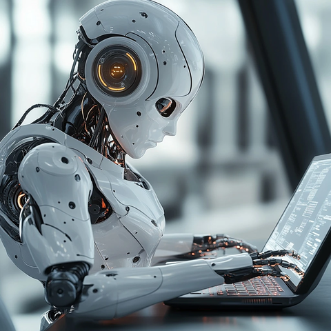 机器人高速操作笔记本电脑