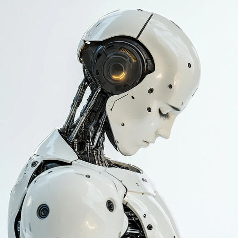 机器人低头羞愧的侧面