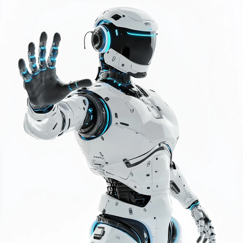 机器人伸手指向屏幕