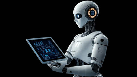 机器人手持平板展示图表