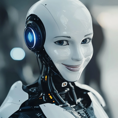 人工智能微笑面对镜头