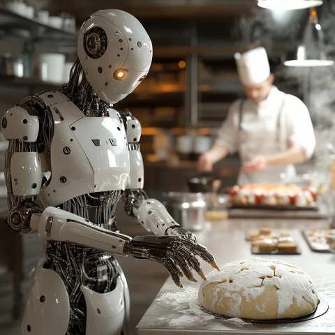 机器人制作面团厨师展示蛋糕