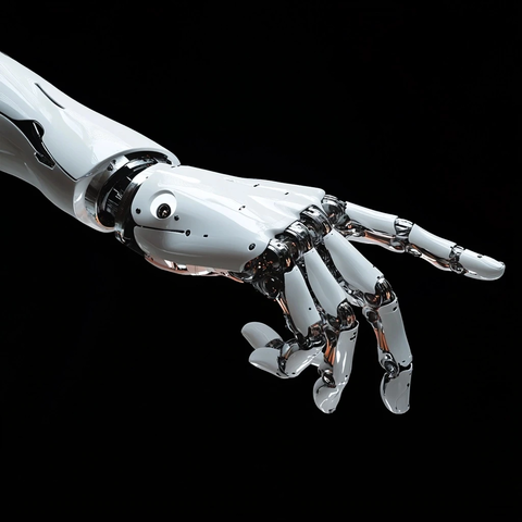 机器人手指向黑色背景