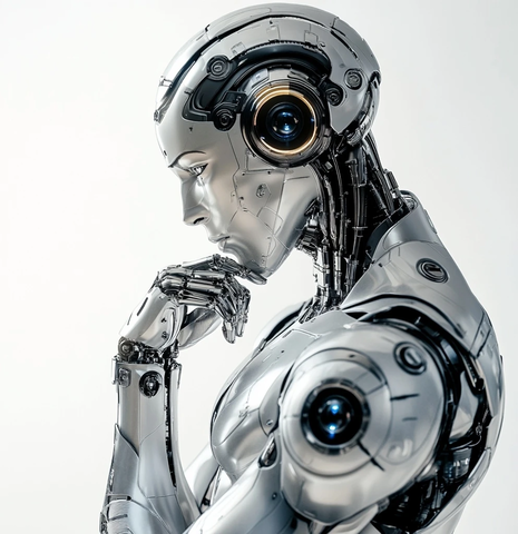 银色机器人深思