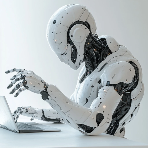 白色机器人快速操作笔记本