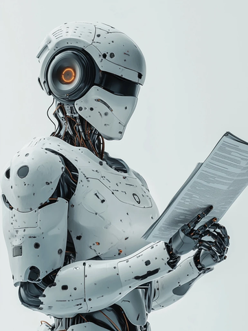 机器人手拿文件站立