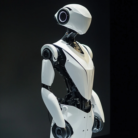 白色轮式人形机器人