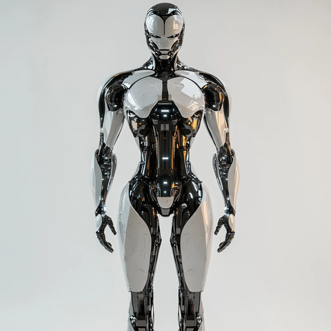 金属质感人形机器人站立图